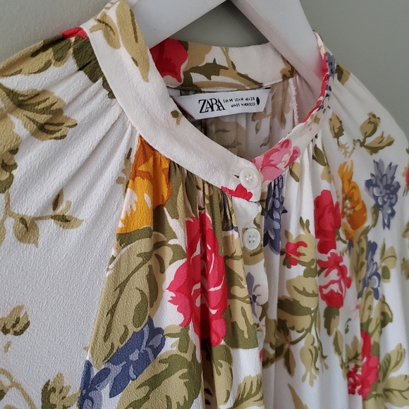 NWOT Zara M Bohemian Lagenlook Garden Girl Euro Resortwear Floral Midi Dress - Picture 9 of 15